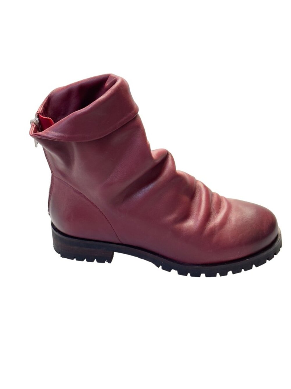 SKECHERS Women’s Boots Burgundy Leather Slouchy Ankle Cuffed Rear Zip Size 7.5M - Picture 9 of 13